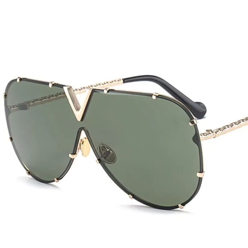 Luxury Metal Fashion Sunglasses Golden Mirror Coating