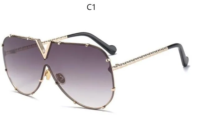 Luxury Metal Fashion Sunglasses Golden Mirror Coating