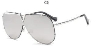 Luxury Metal Fashion Sunglasses Golden Mirror Coating