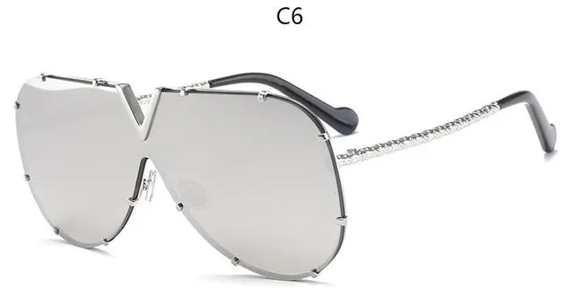 Luxury Metal Fashion Sunglasses Golden Mirror Coating