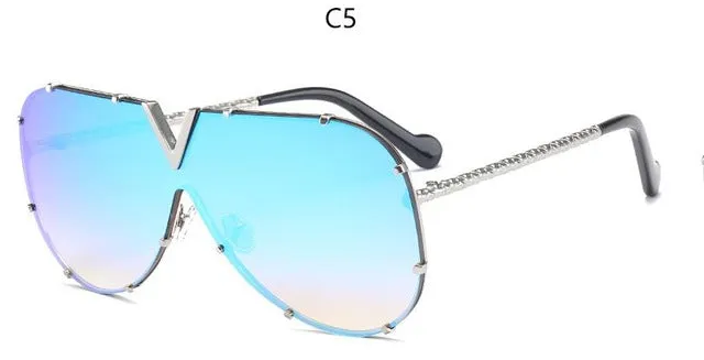 Luxury Metal Fashion Sunglasses Golden Mirror Coating