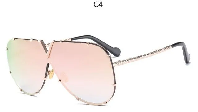 Luxury Metal Fashion Sunglasses Golden Mirror Coating