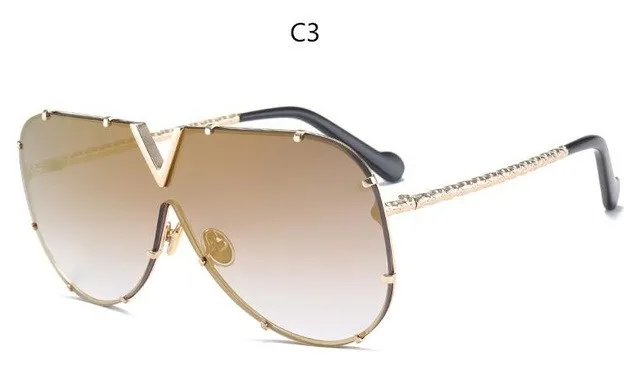 Luxury Metal Fashion Sunglasses Golden Mirror Coating