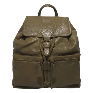 MANDAVA Genuine Leather Women's Premium Backpack Travel Bag for Ladies with Drawstring Closure (Green)