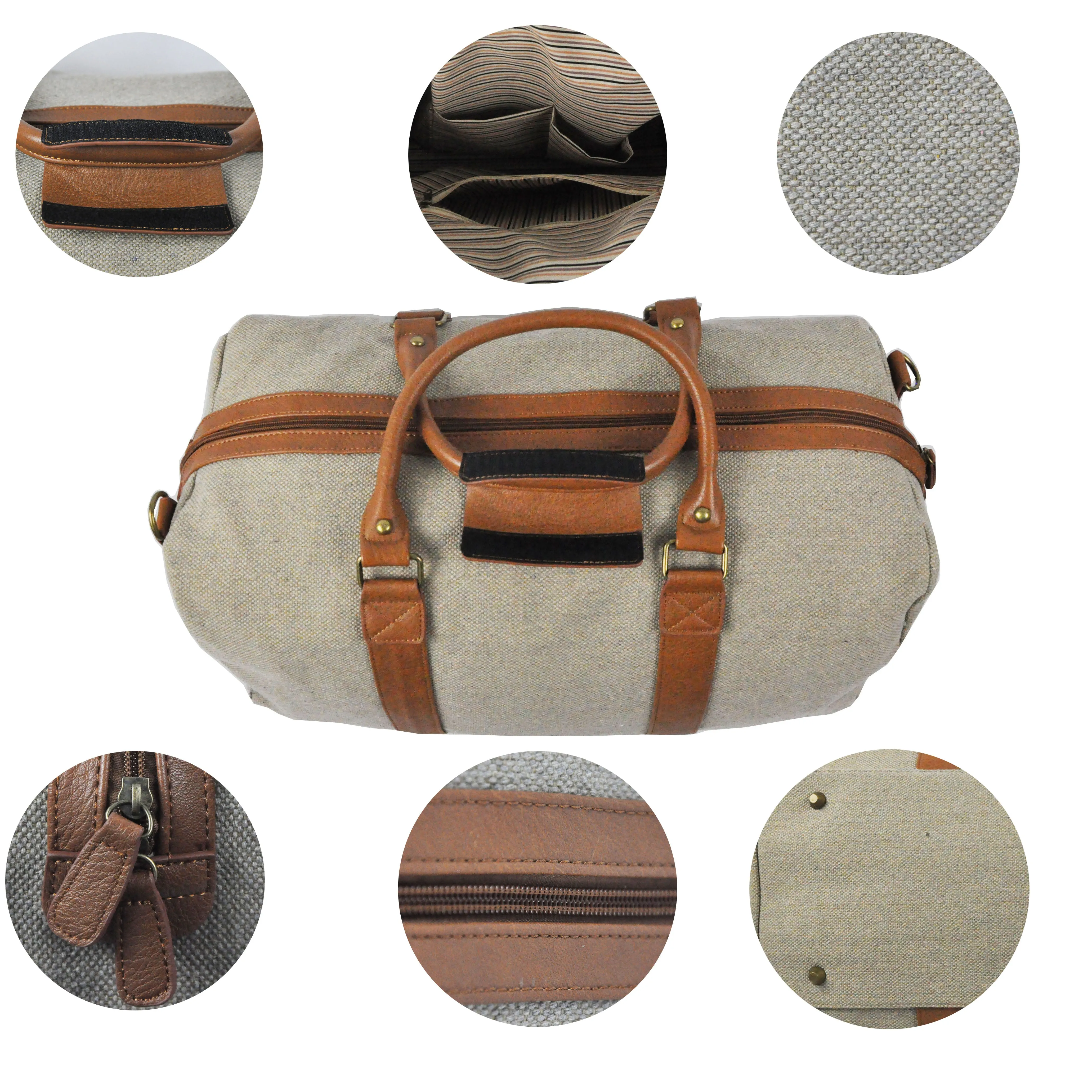 Monaco Duffel Canvas Leather Travel Bag