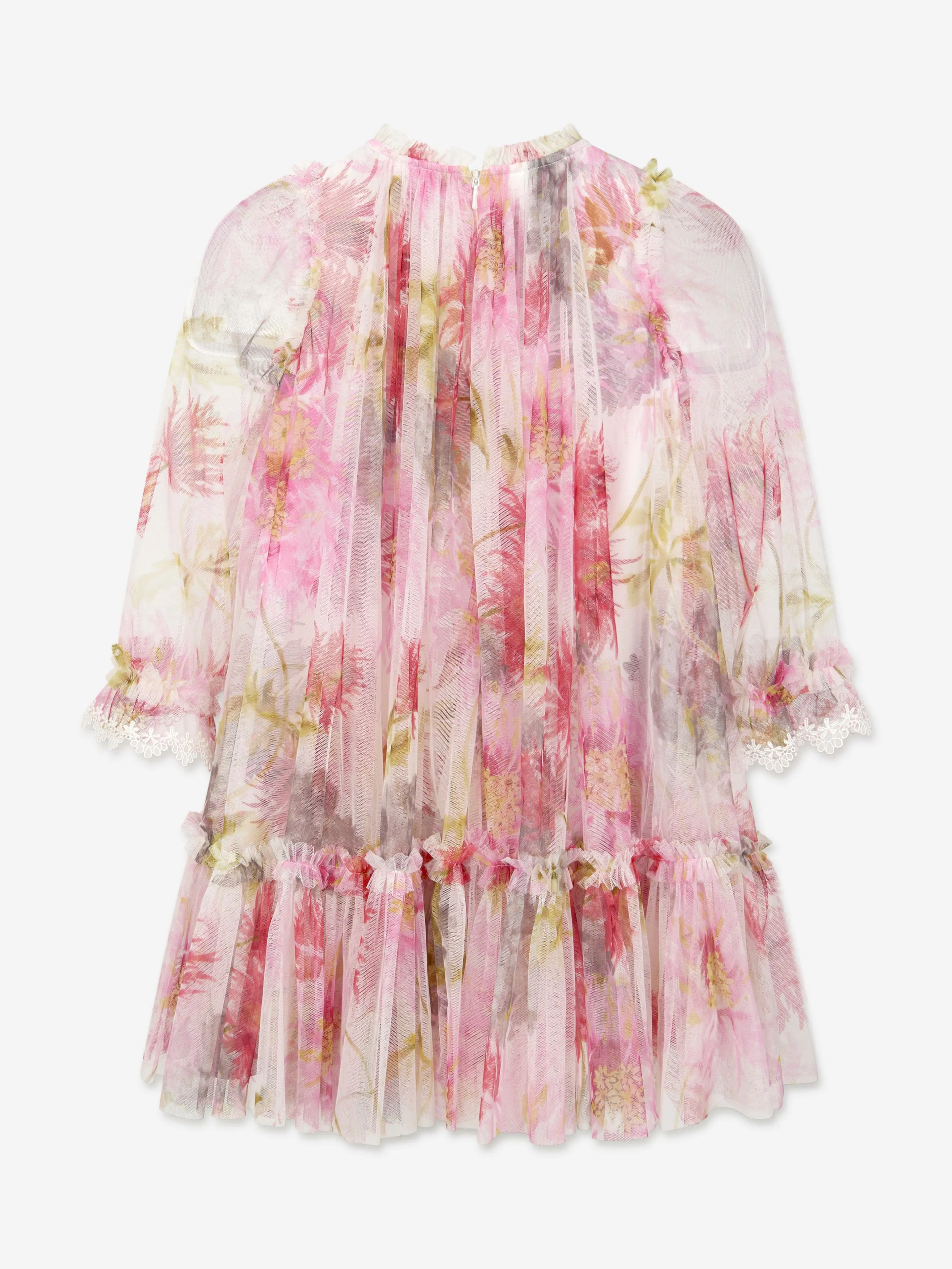 Needle & Thread Girsl Hummingbird Long Sleeve Dress in Ivory