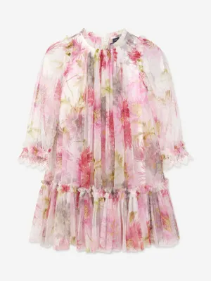 Needle & Thread Girsl Hummingbird Long Sleeve Dress in Ivory