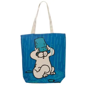 New Blue Simon's Cat Design Cotton Bag with Zip & Lining