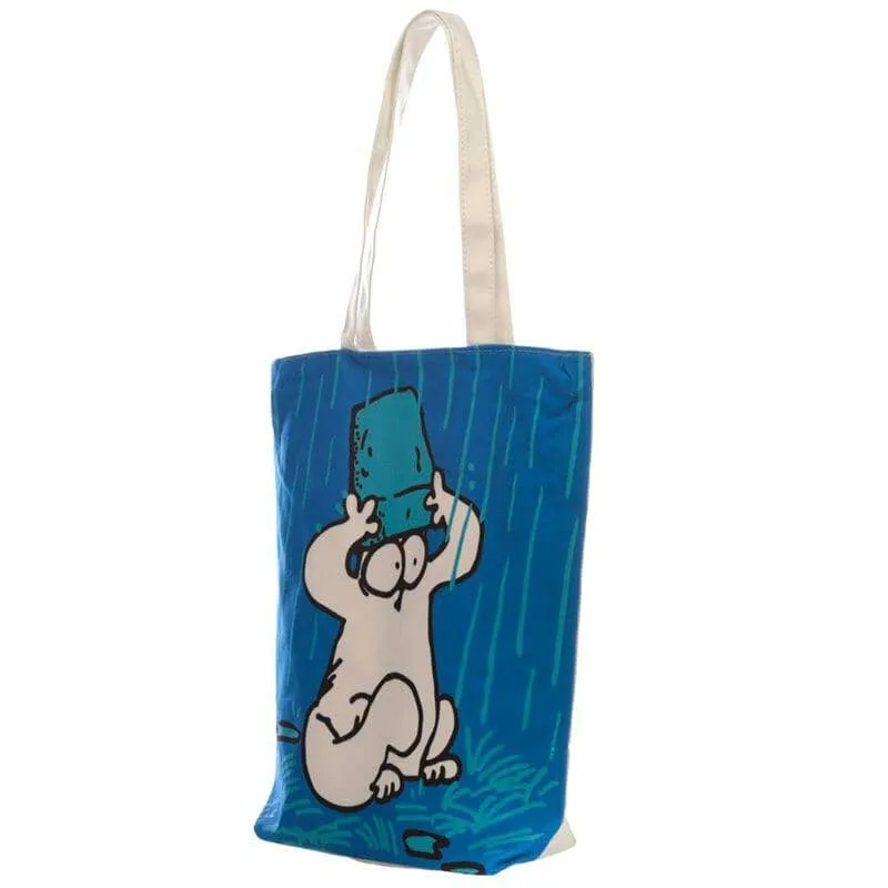 New Blue Simon's Cat Design Cotton Bag with Zip & Lining
