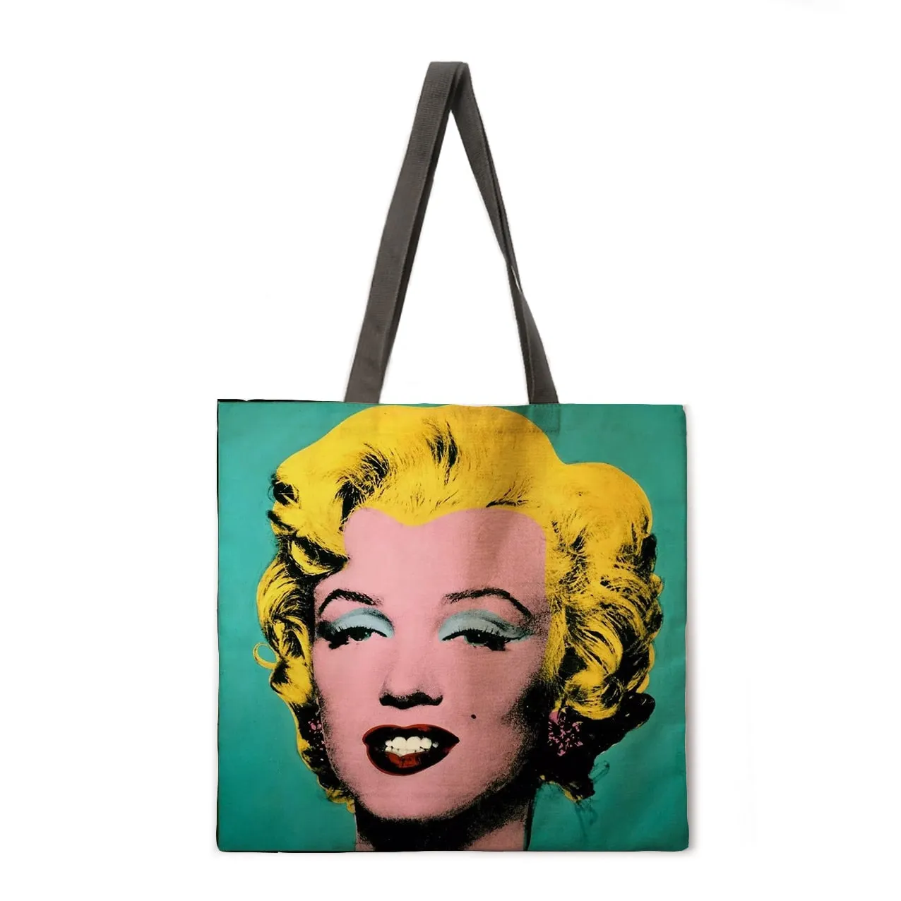 Oil painting Monroe linen shopping bag ladies shoulder bag foldable shopping bag beach tote bag