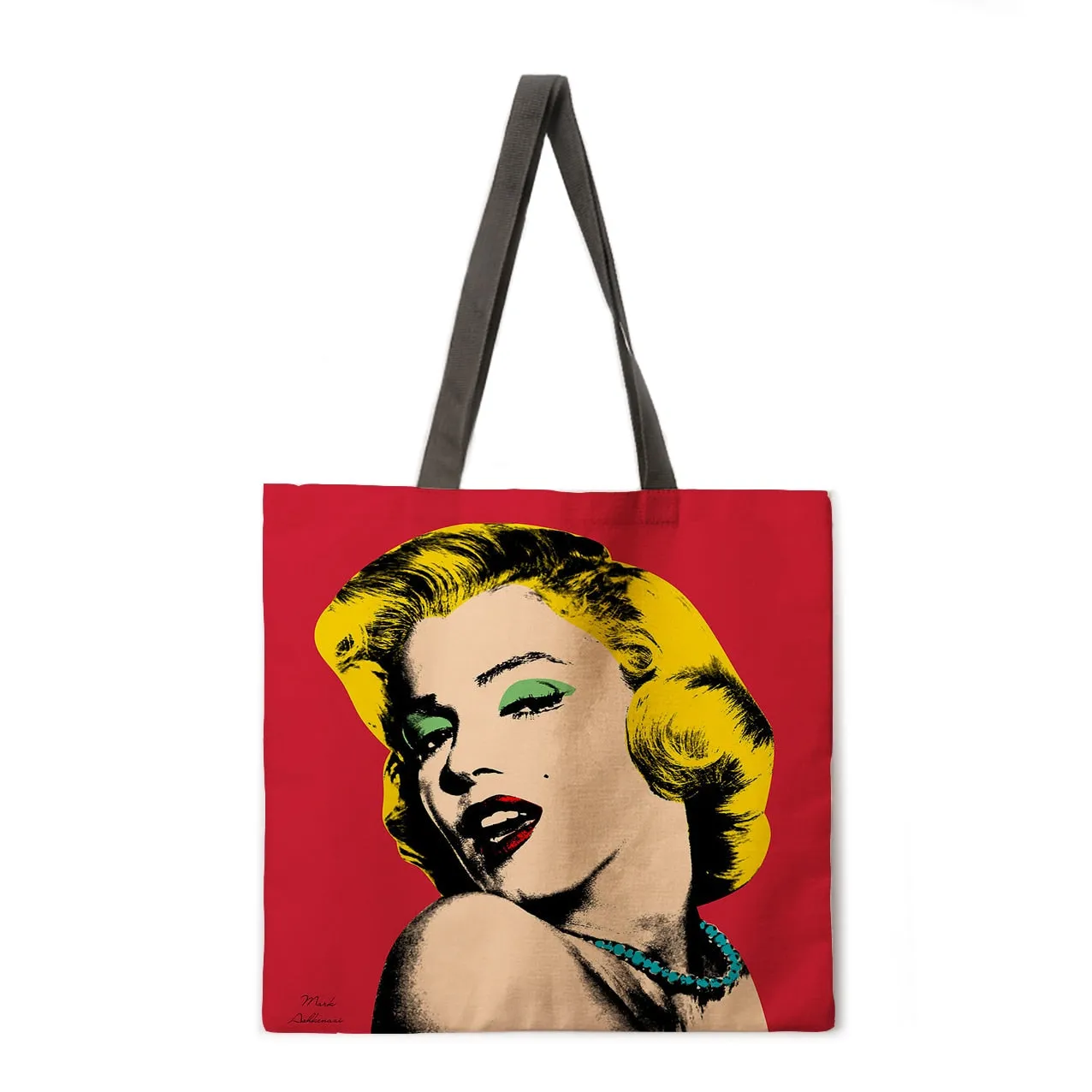 Oil painting Monroe linen shopping bag ladies shoulder bag foldable shopping bag beach tote bag
