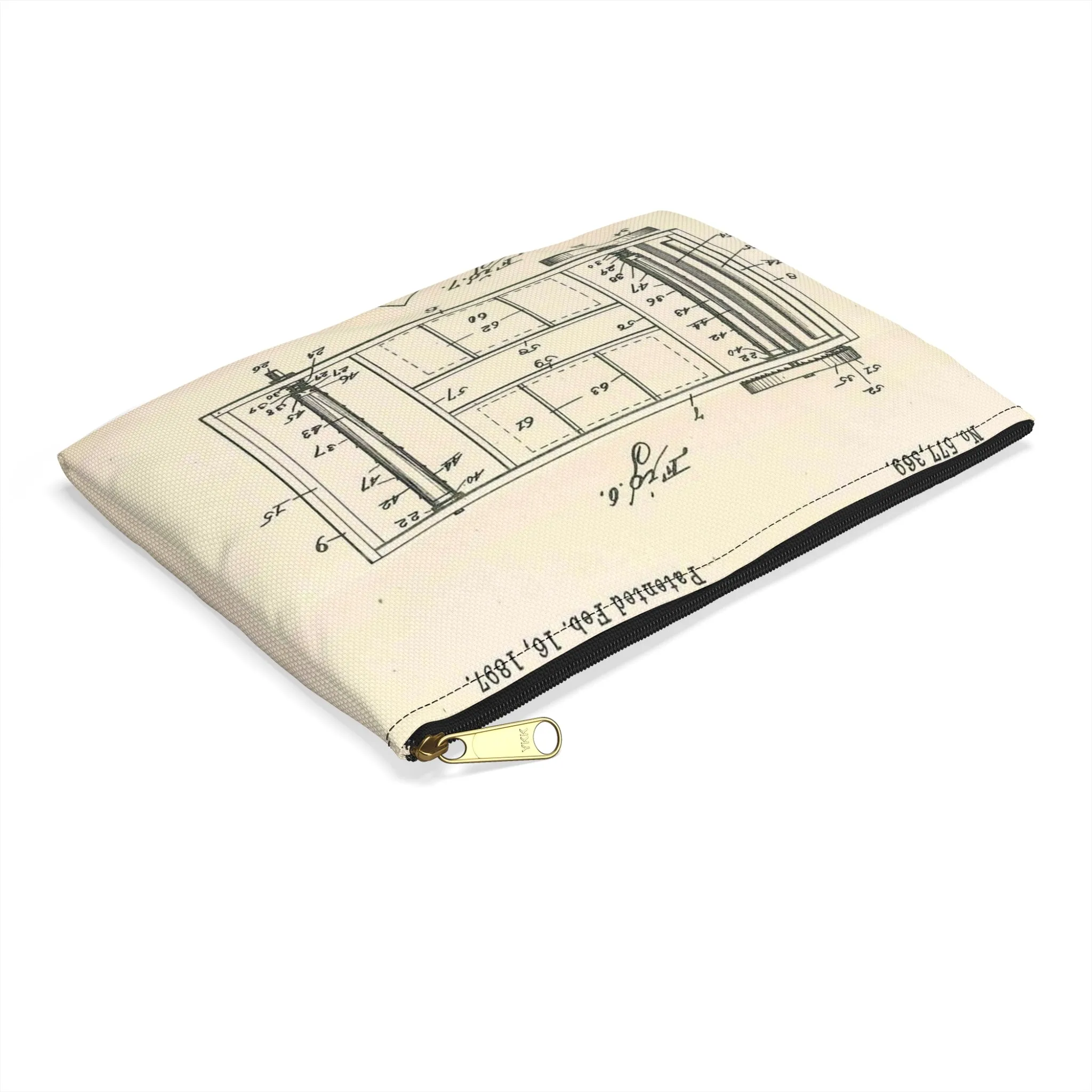 Patent Case File No. 577,369, Stenographer's Cabinet, Inventor- Arthur F. McIntire - DPLA - 2e93a65db0801a68cfced8a4f92d4df6 (page 40) Large Organizer Pouch with Black Zipper