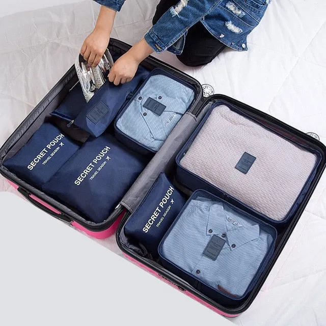 RUPUTIN 7Pcs/set Trip Luggage Organizer Clothes Finishing Kit Storage Bag Cosmetic toiletrie