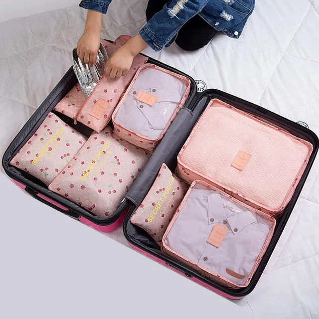 RUPUTIN 7Pcs/set Trip Luggage Organizer Clothes Finishing Kit Storage Bag Cosmetic toiletrie
