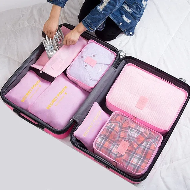 RUPUTIN 7Pcs/set Trip Luggage Organizer Clothes Finishing Kit Storage Bag Cosmetic toiletrie