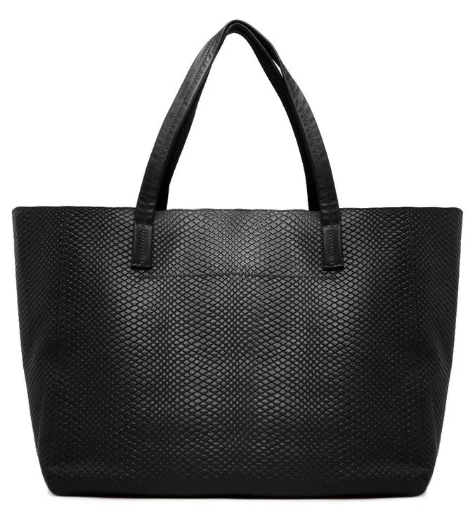 Shopping Bag Black Leather Large Wire
