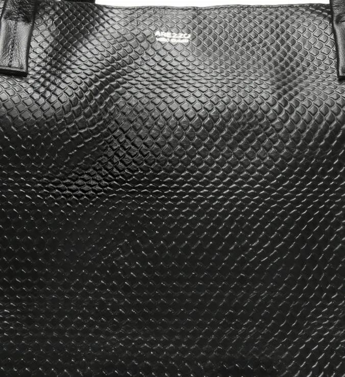 Shopping Bag Black Leather Large Wire