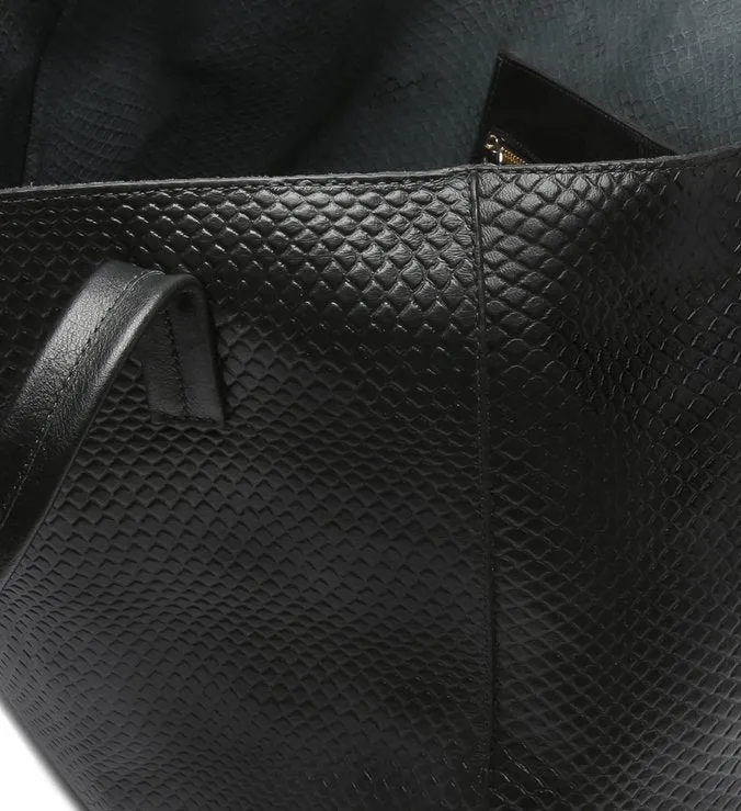 Shopping Bag Black Leather Large Wire