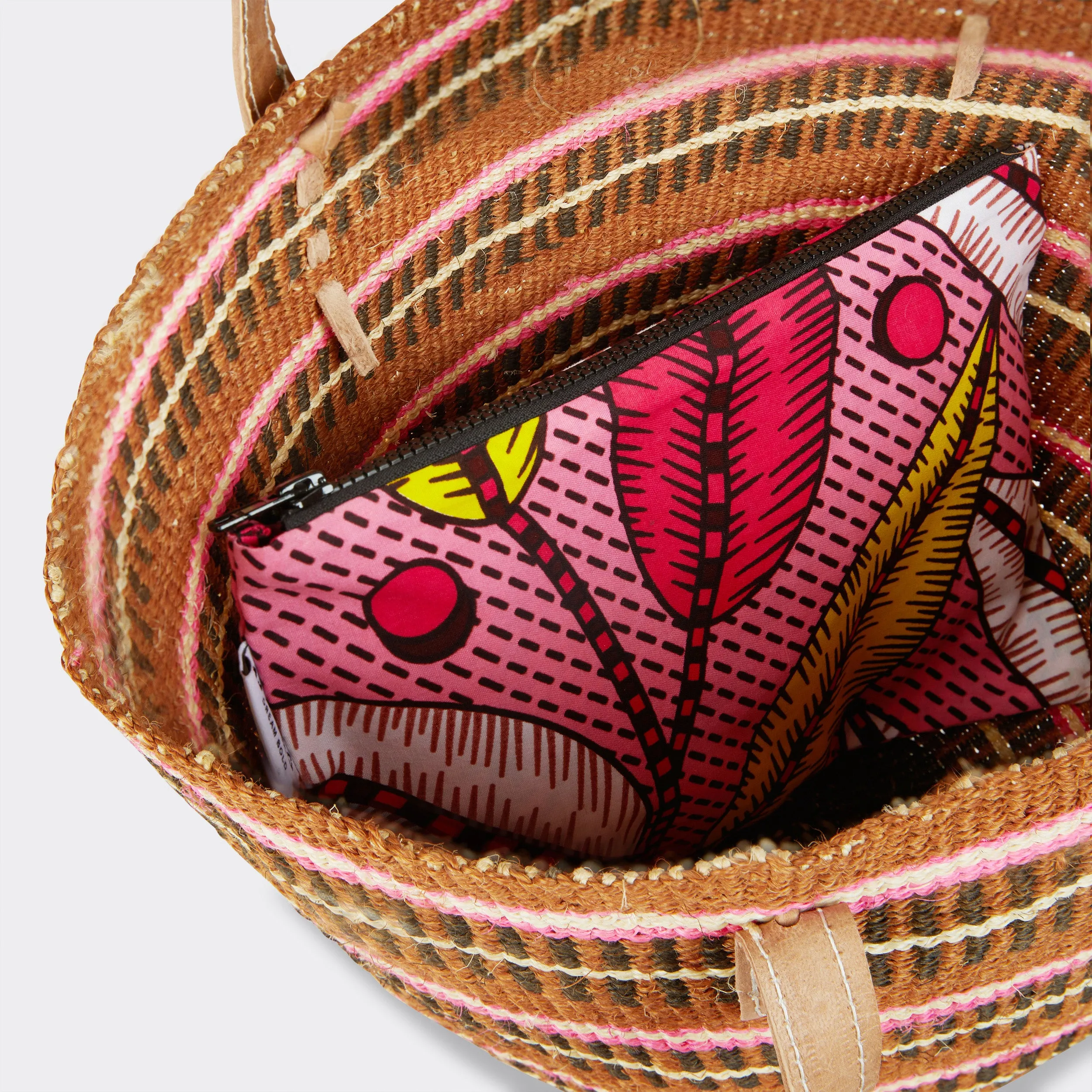 Shopping Bag in Sisal Pink Stripes