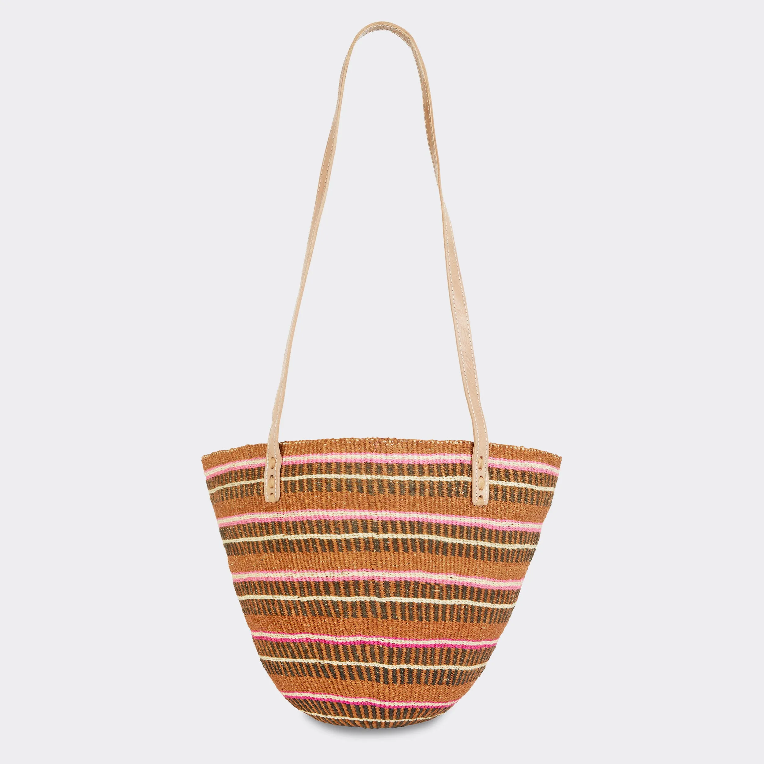 Shopping Bag in Sisal Pink Stripes