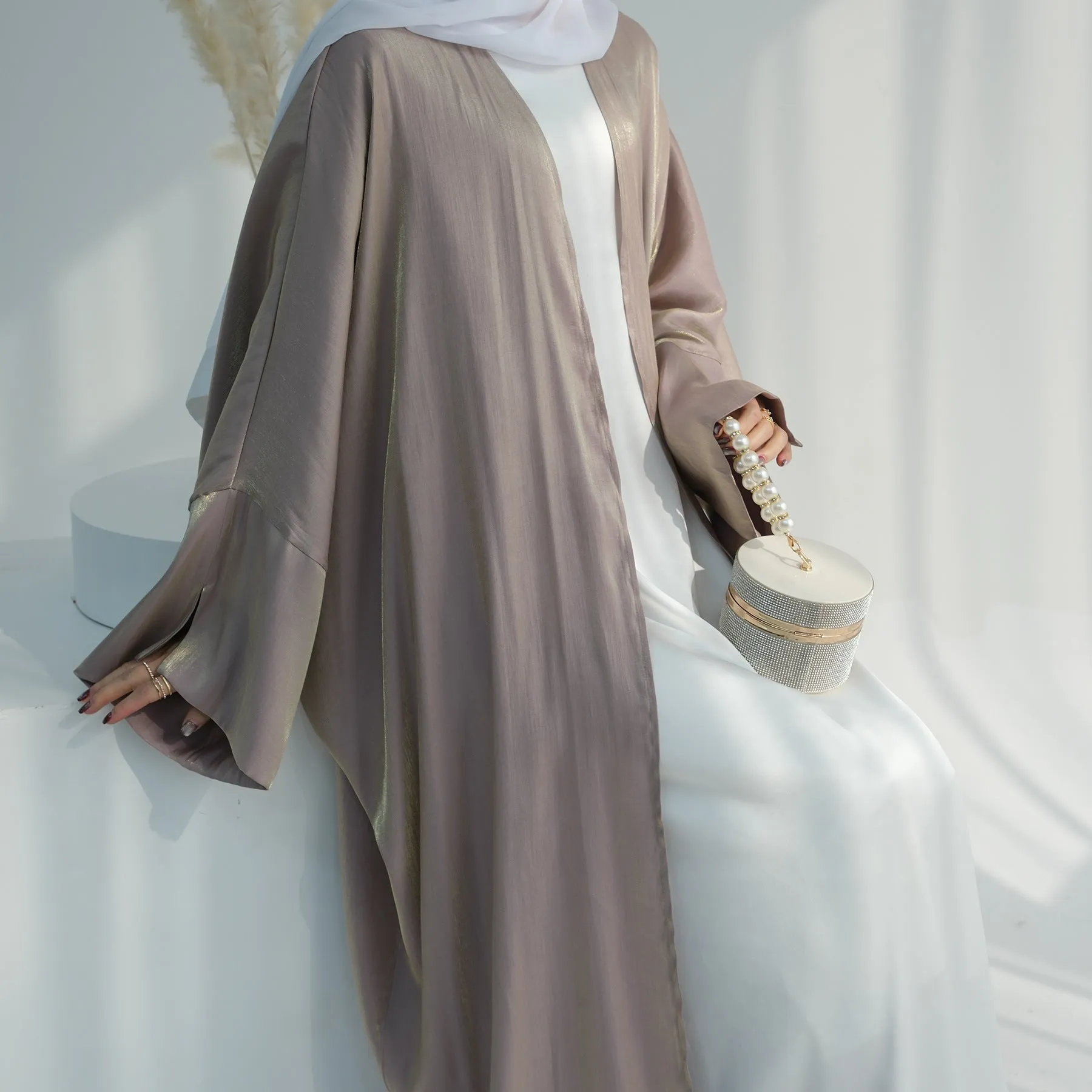 Solid Color Glitter Fabric Elegant Robe