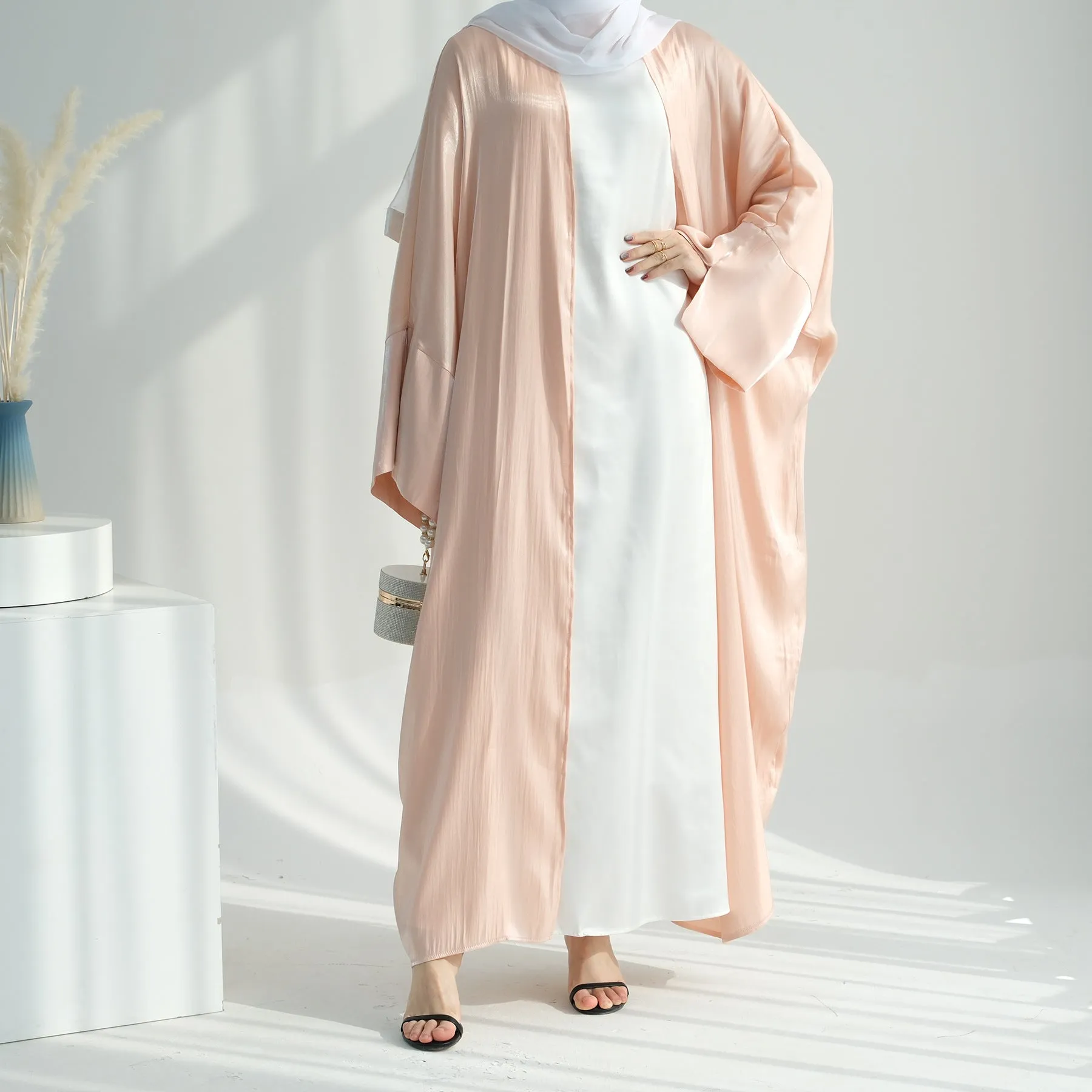 Solid Color Glitter Fabric Elegant Robe