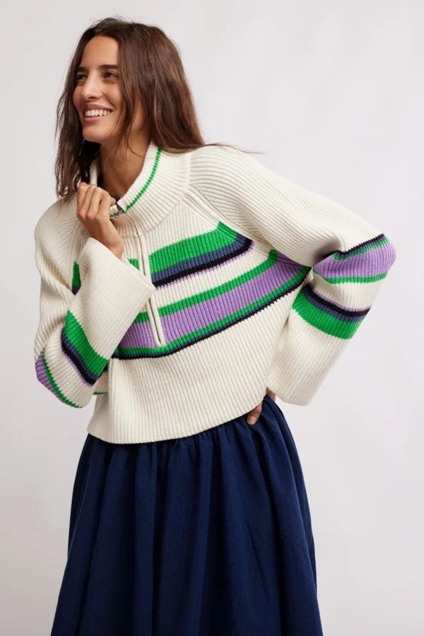 Striped Greta Half Zip