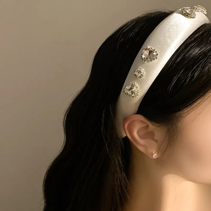 Sweet Girl Pink White Heart Jewels Decorated Hairband Headband Hair Accessories
