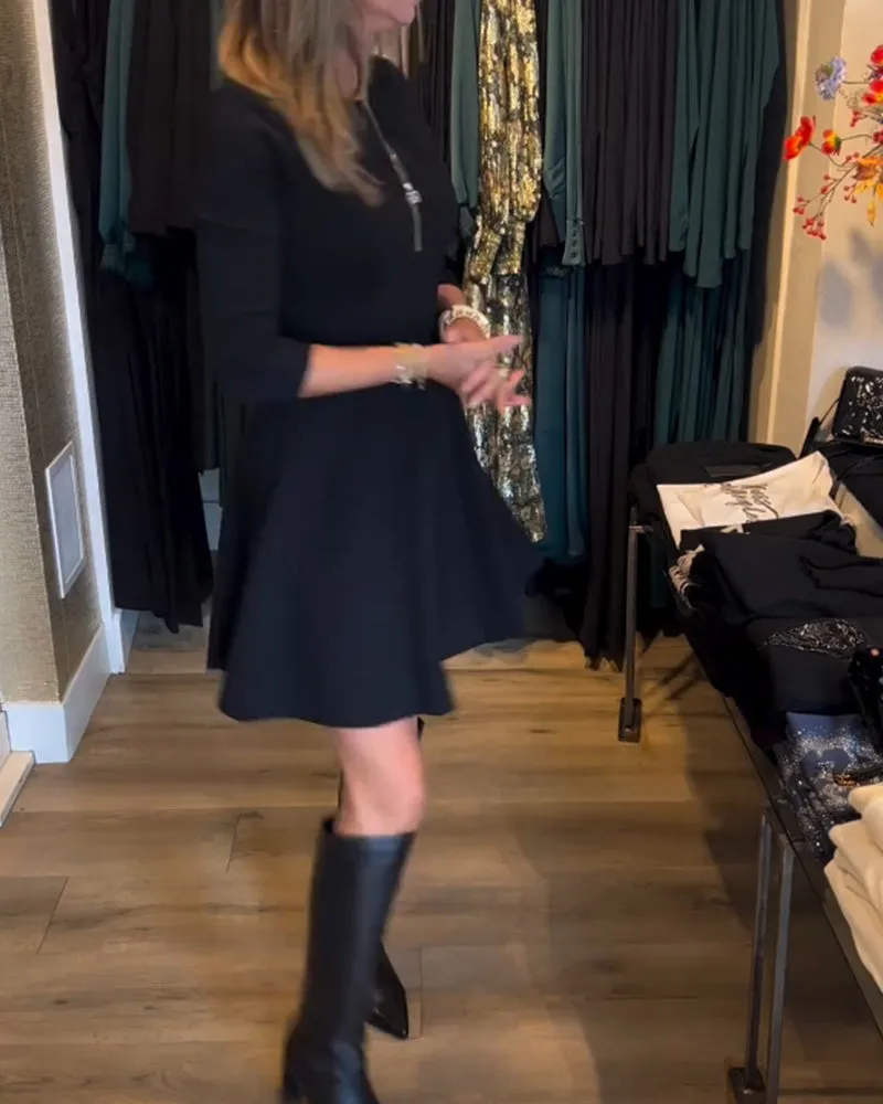 TastyHottie - Solid color zipper elegant dress