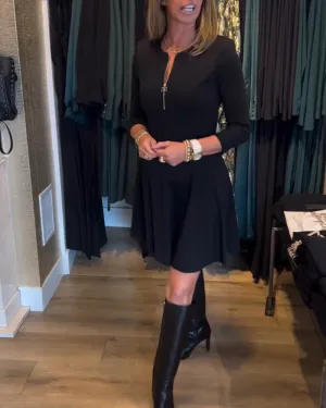 TastyHottie - Solid color zipper elegant dress