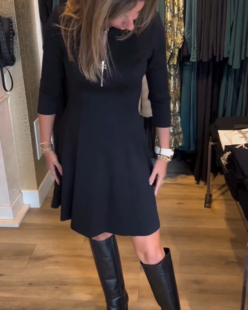 TastyHottie - Solid color zipper elegant dress