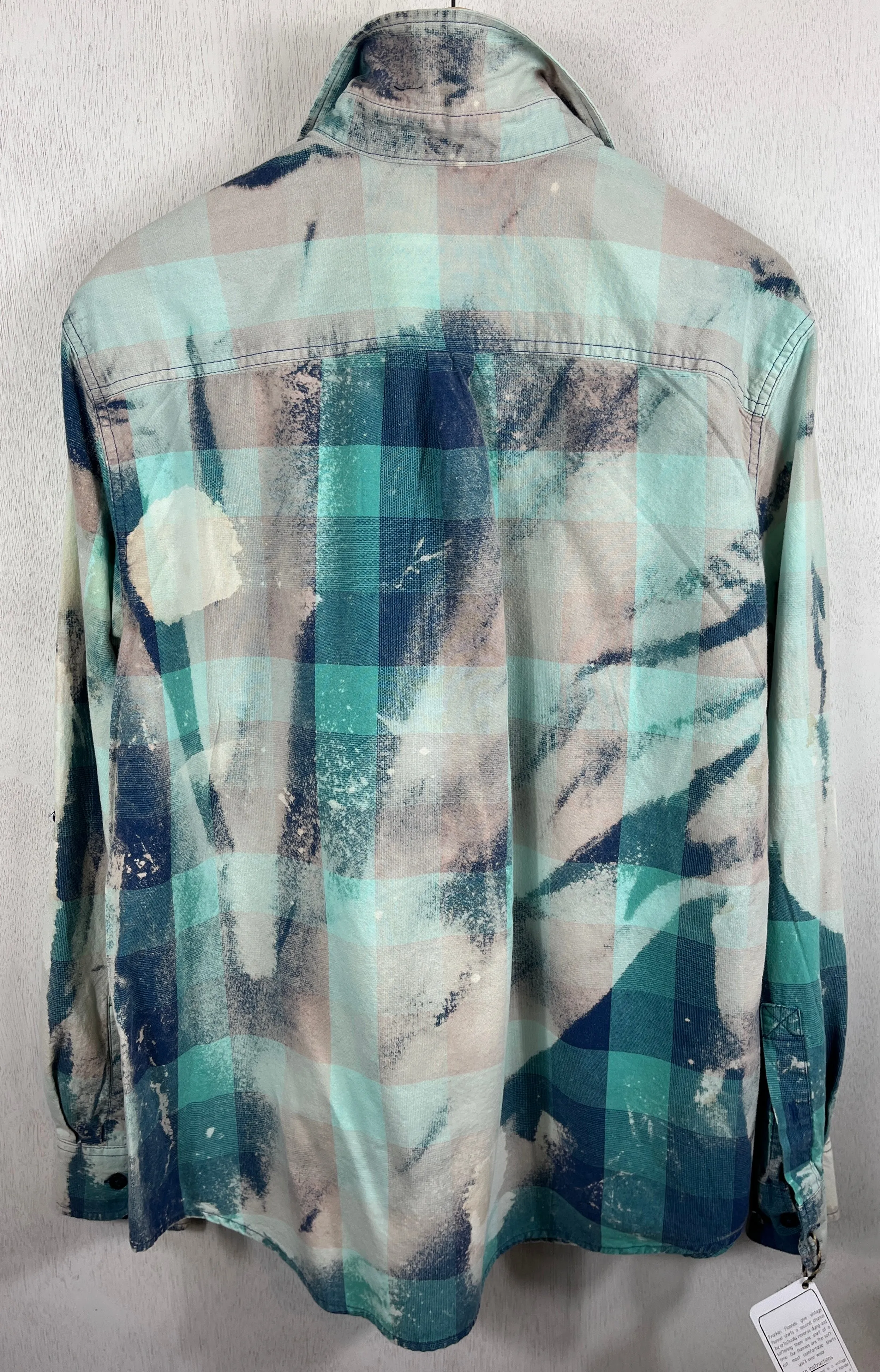 Vintage Turquoise, Navy and Pale Blue Lightweight Cotton Size Large